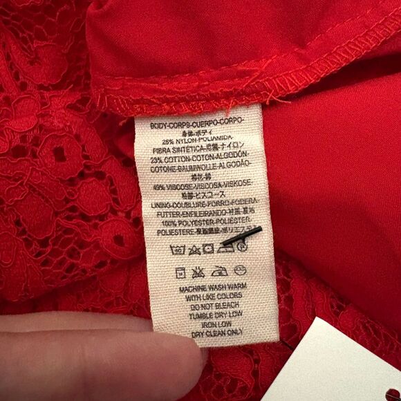 Saylor Jane‎ Mini Dress Bold Red Peekaboo Lace Sexy Date Night Cutout Size Small - Picture 9 of 10